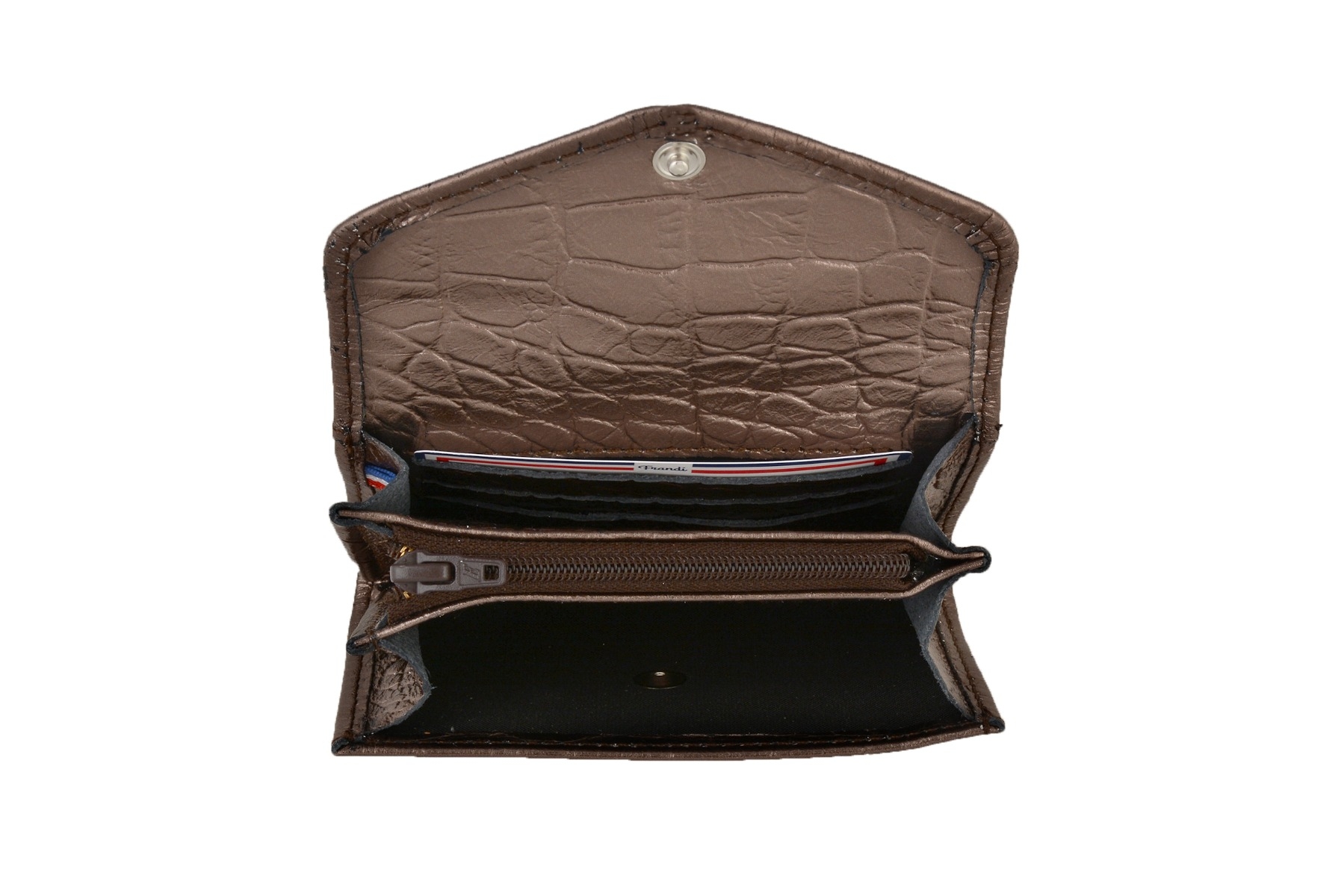 Porte monnaie en cuir femme modèle croco